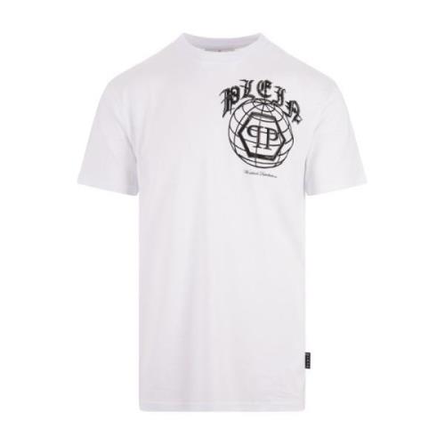 Witte Worldwide Thema Kristal T-shirt Philipp Plein , White , Heren