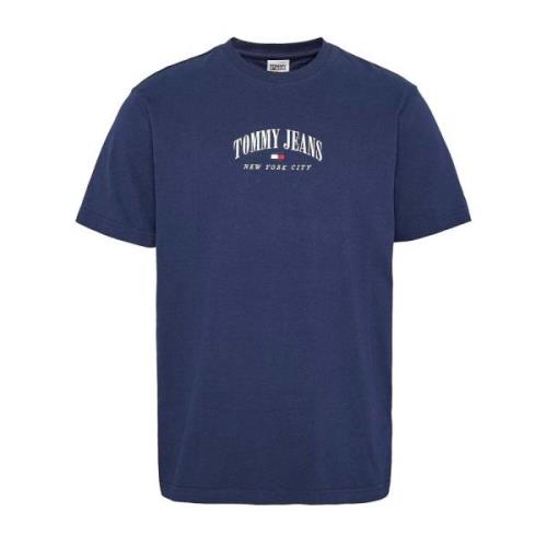 Katoen Logo T-shirt - Blauw Rechte pasvorm Tommy Jeans , Blue , Heren