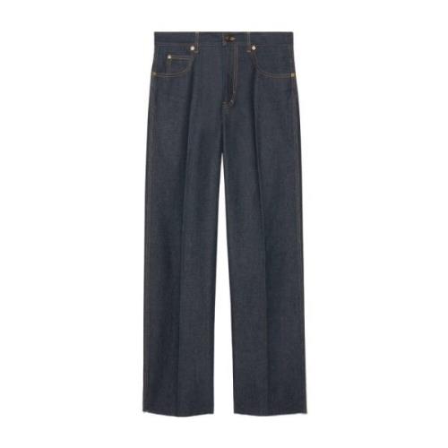 Midnight Blue Wide-Leg Jeans Gucci , Blue , Heren