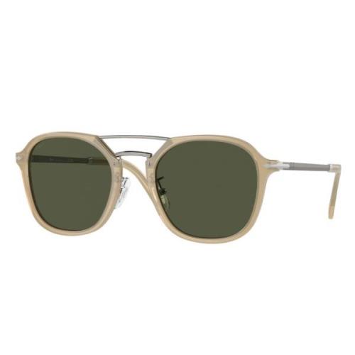 Vierkante Havana zonnebril met groene lenzen Persol , Beige , Unisex