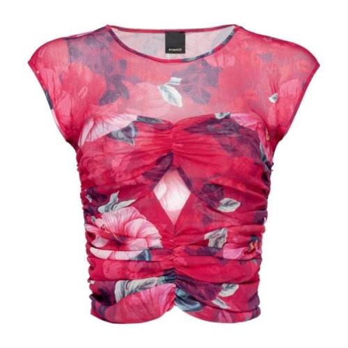 Hibiscus Bloemenprint Crop Top Pinko , Pink , Dames