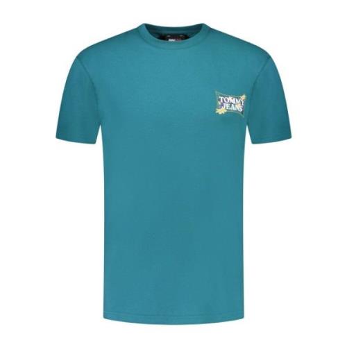 Biologisch Katoen Bedrukt T-shirt - Groen Tommy Jeans , Green , Heren