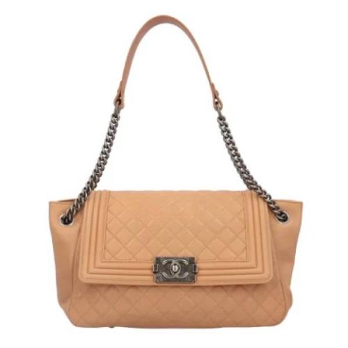 Pre-owned Leather shoulder-bags Chanel Vintage , Beige , Dames