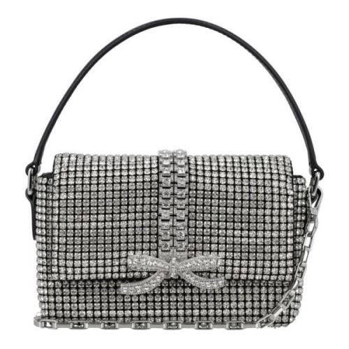 Rhinestone Micro Bag Zilver Self Portrait , Gray , Dames