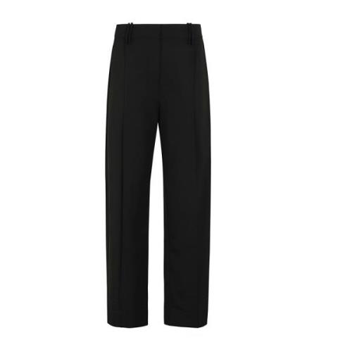 Relaxed Geplooide Broek in Licht Twill Ganni , Black , Dames