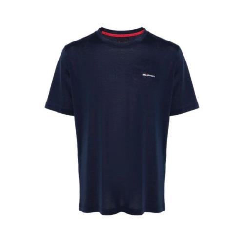 Geborduurd Navy Katoenen T-shirt Kiton , Blue , Heren