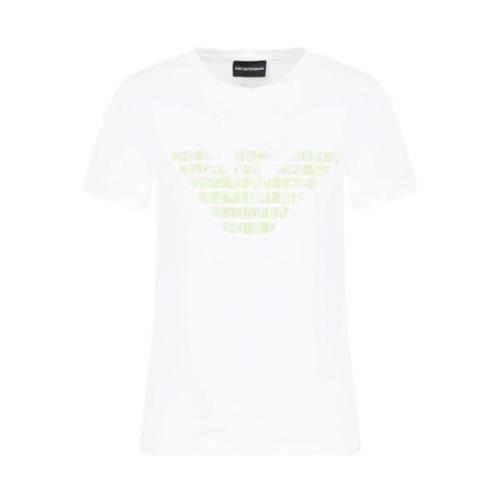 Casual Katoenen T-Shirt Emporio Armani , White , Dames