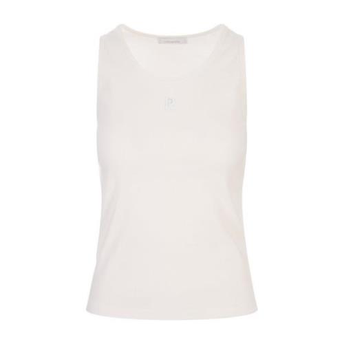 Witte Tanktop met Monogram Logo Paco Rabanne , White , Dames