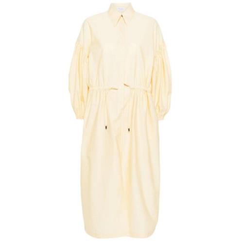 Pastelgele Ballonmouw Maxi Jurk Brunello Cucinelli , Yellow , Dames