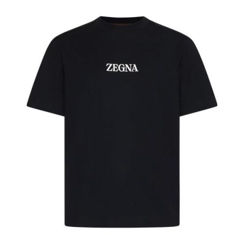 Zwart Katoenen Crew Neck T-shirt Ermenegildo Zegna , Black , Heren