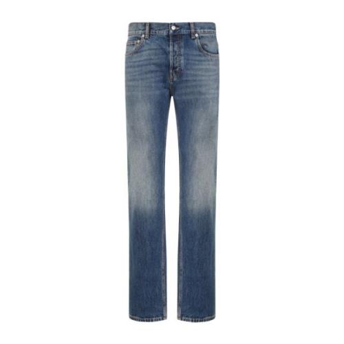 Blauw Gewassen Denim Jeans Alexander McQueen , Blue , Heren