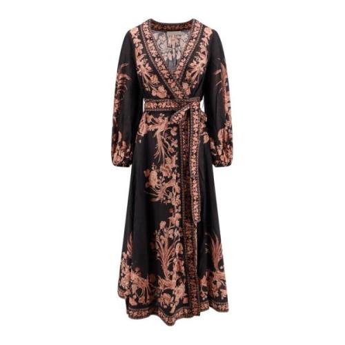 Bloemenprint Katoenen Wrap Jurk Zimmermann , Multicolor , Dames