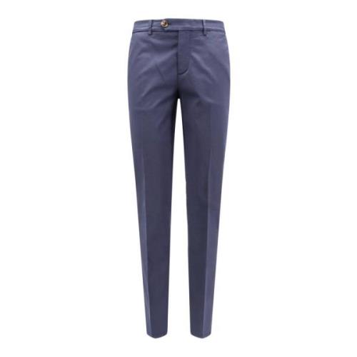 Stretch katoenen broek rits knoopsluiting Brunello Cucinelli , Blue , ...