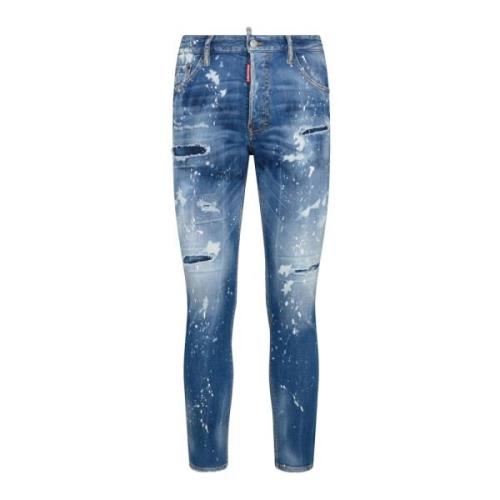 Slim Fit Stretch Denim Jeans Dsquared2 , Blue , Heren