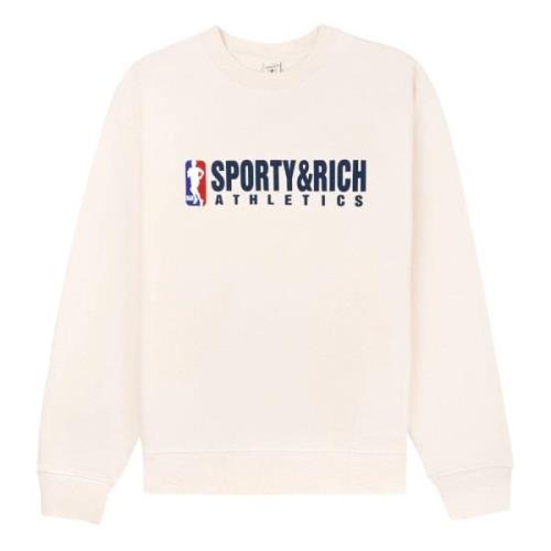 Logo Crewneck Sweatshirt Sporty & Rich , Beige , Dames