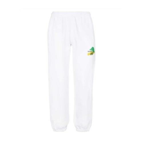 Logo Katoenen Sweatpants Elastische Taille Manchetten Off White , Whit...