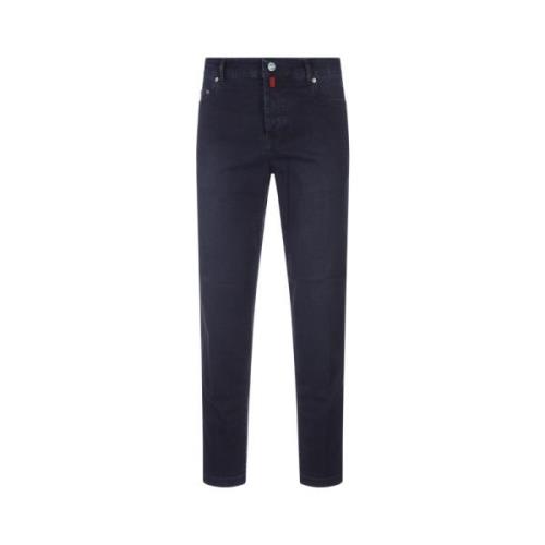 Blauwe Tapered Denim Jeans Kiton , Blue , Heren