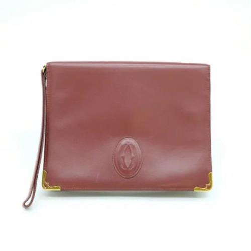 Pre-owned Leather clutches Cartier Vintage , Red , Dames