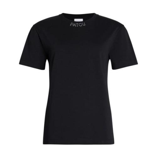 Zwart Logo-Geborduurde Crew Neck T-Shirt Patou , Black , Dames