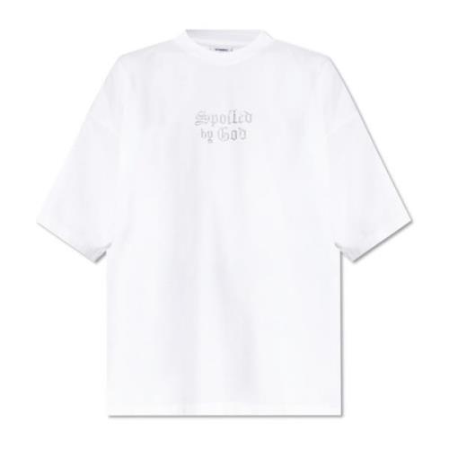 T-shirt met logo Vetements , White , Heren