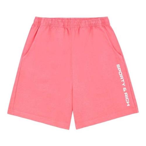 Logo Gym Shorts Katoen Wit Sporty & Rich , Pink , Dames