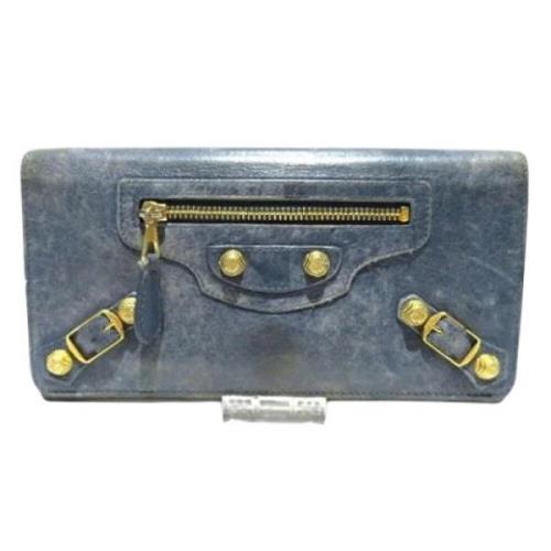 Pre-owned Leather wallets Balenciaga Vintage , Blue , Unisex