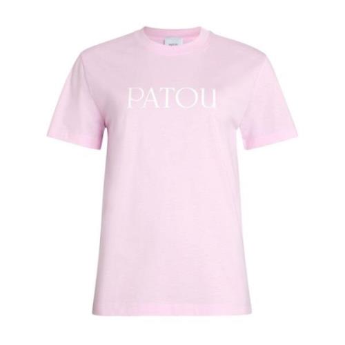 Logo Print Crew Neck Shirt Patou , Pink , Dames