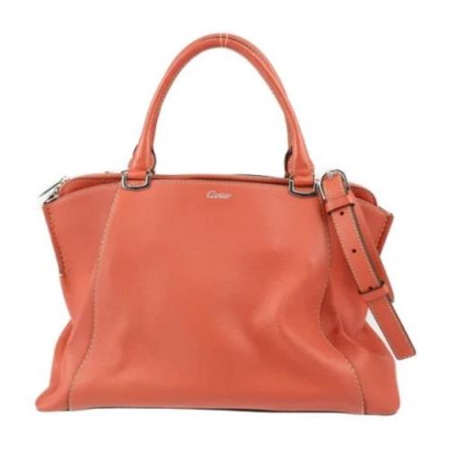 Pre-owned Fabric shoulder-bags Cartier Vintage , Orange , Dames