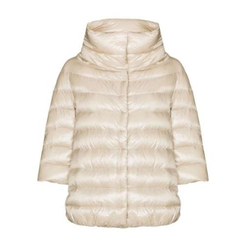 Beige Hoogglans Gewatteerde Jas Herno , Beige , Dames