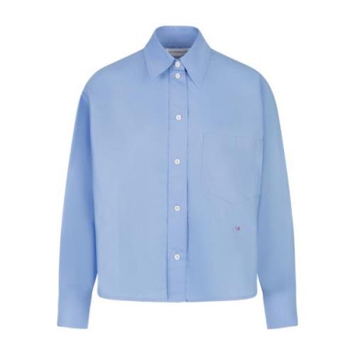 Puntkraag Cropshirt Victoria Beckham , Blue , Dames