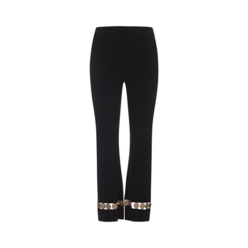 Zwarte Wollen Gebreide Broek Paco Rabanne , Black , Dames