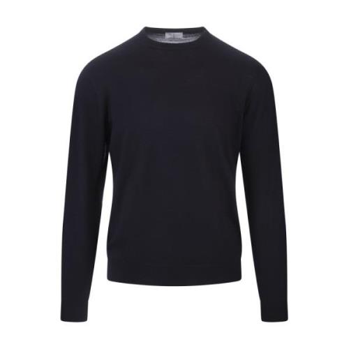 Navy Blue Wool Pullover Sweater Fedeli , Black , Heren