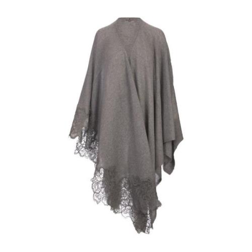 Grijze Kasjmier Kant Inzet Cape Ermanno Scervino , Gray , Dames