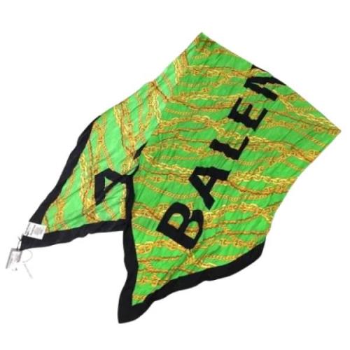 Pre-owned Silk scarves Balenciaga Vintage , Green , Dames