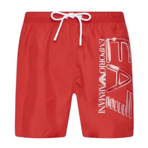 Rood Logo Zijkant Kostuum Emporio Armani EA7 , Red , Heren