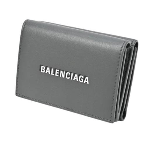 Pre-owned Leather wallets Balenciaga Vintage , Gray , Dames