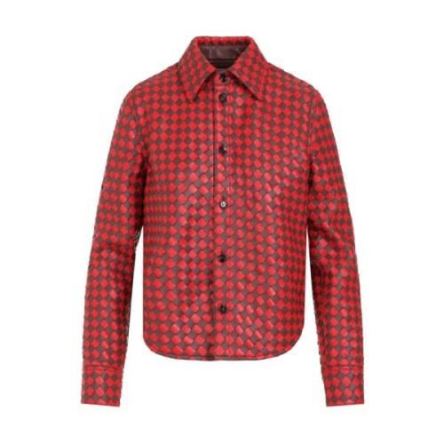 Multicolor Leren Shirt Rok Bottega Veneta , Red , Dames