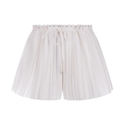 Witte Geplooide Trekkoordshorts met Studs Paco Rabanne , White , Dames