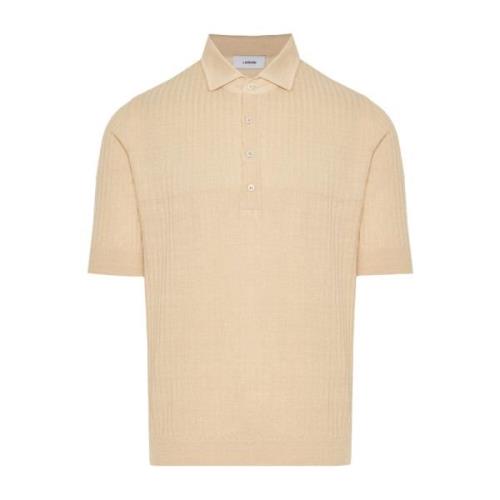 Linnen/katoen poloshirt Made in Italy Lardini , Beige , Heren