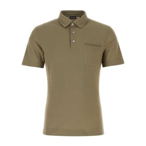 Groen Piquet Polo Shirt Z Zegna , Green , Heren