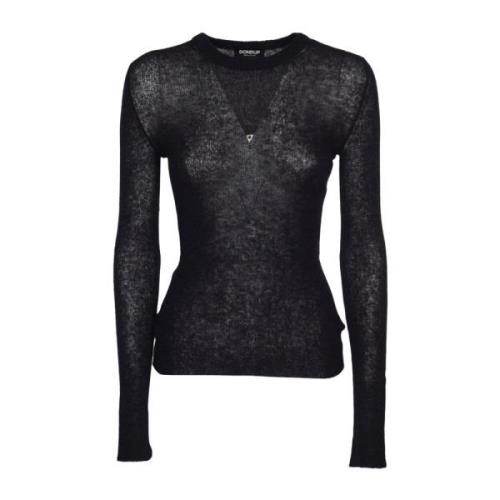 Stijlvolle Sweaters met Girocollo Detail Dondup , Black , Dames