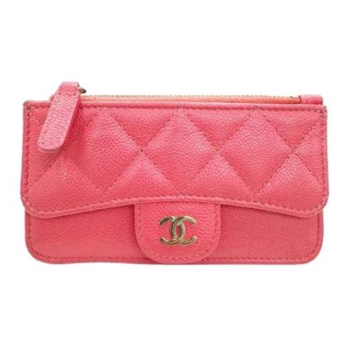 Pre-owned Leather wallets Chanel Vintage , Pink , Dames