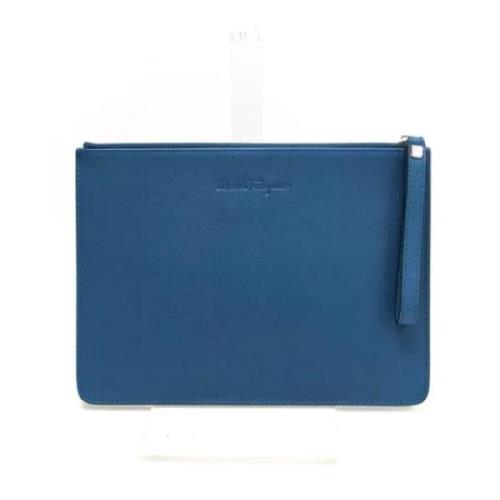 Pre-owned Leather pouches Salvatore Ferragamo Pre-owned , Blue , Dames