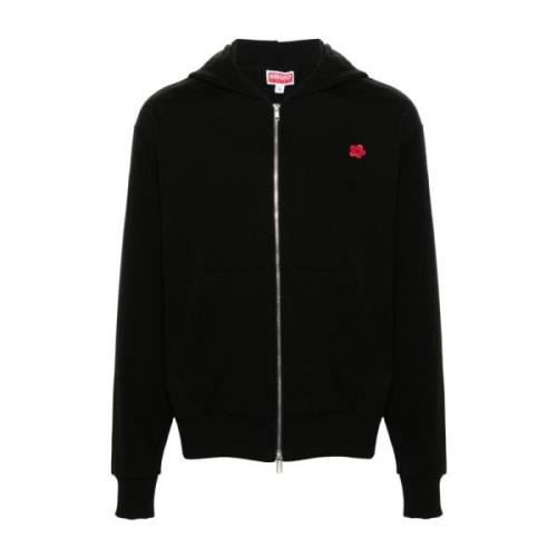 Zwarte Bloem Hoodie Rits Jas Kenzo , Black , Heren