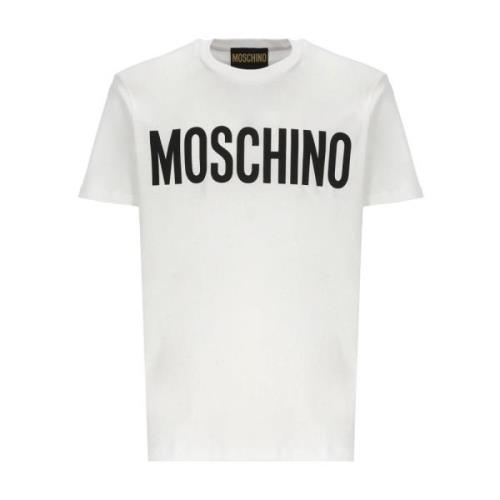 Wit T-shirt met Contrasterende Print Moschino , White , Heren