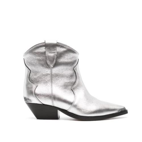 Zilver Metallic Leren Enkellaarzen Isabel Marant , Gray , Dames