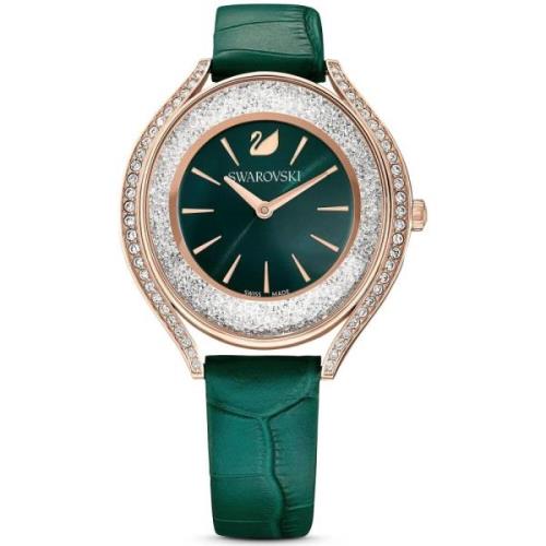 Crystalline Aura Groene Leren Horloge Swarovski , Green , Dames