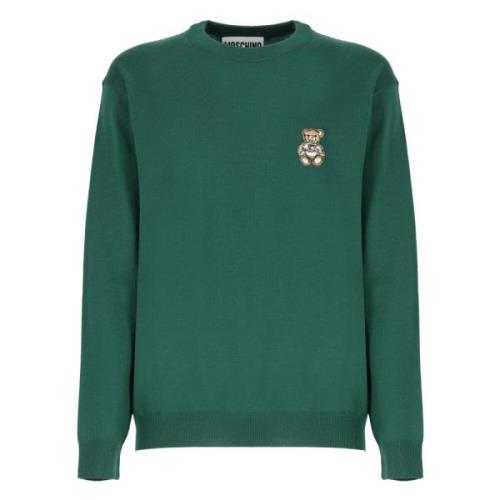 Groene Sweater met Teddy Bear Logo Moschino , Green , Heren