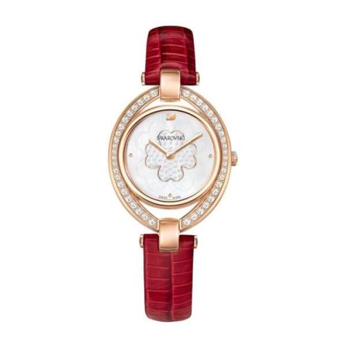 Stella Leren Horloge Rood Swarovski , Multicolor , Dames