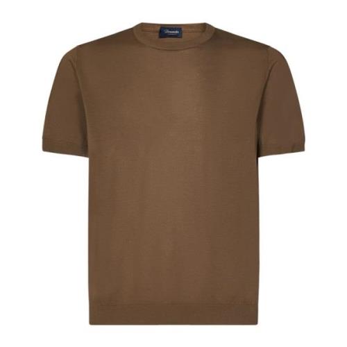 Korte Mouw Ronde Hals T-Shirt Drumohr , Brown , Heren